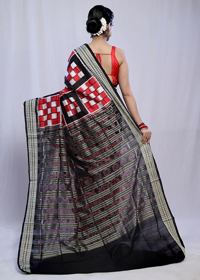 Red Bomkai Pure Silk Saree With Blouse Piece - Image 4