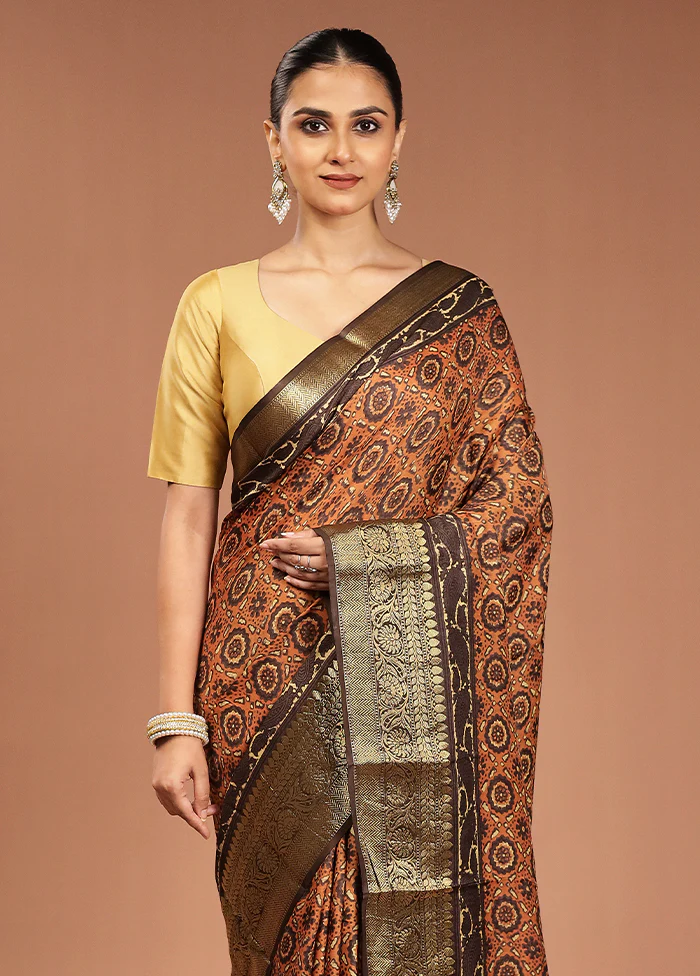 Red Chanderi Cotton Saree With Blouse Piece