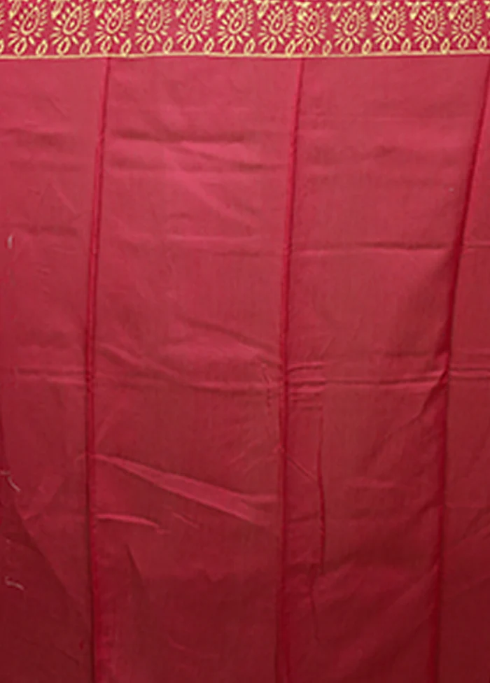 Red Chanderi Silk Saree With Blouse Piece - Image 5