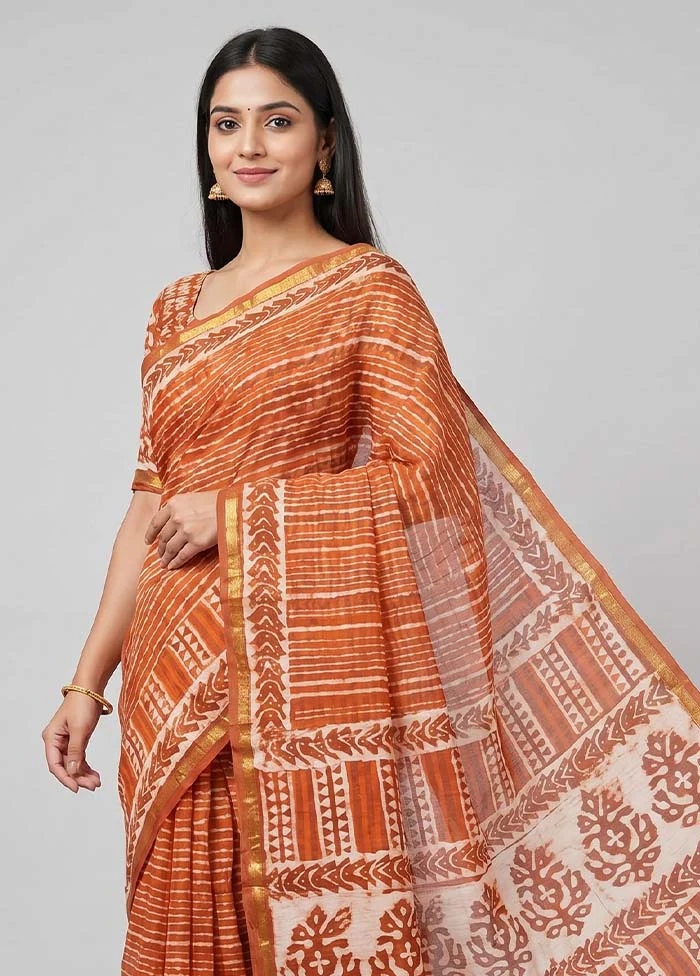 Red Chanderi Silk Saree With Blouse Piece - Image 2