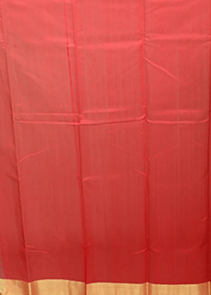 Red Chanderi Silk Saree With Blouse Piece - Image 5