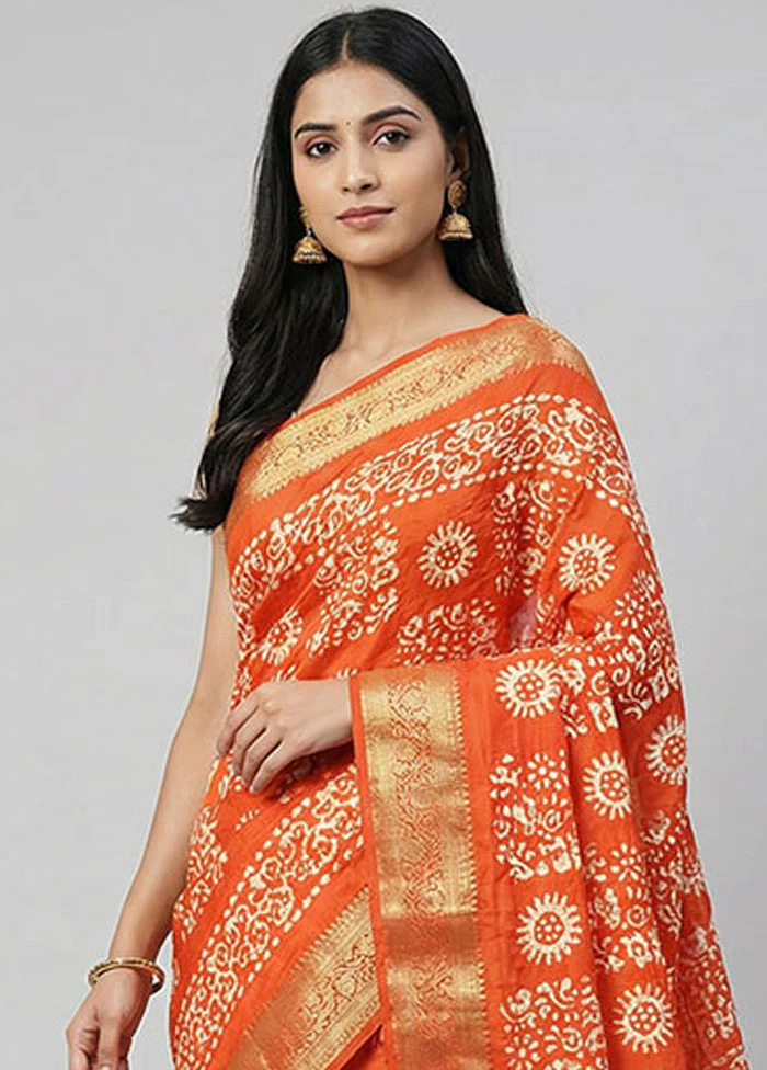 Red Chanderi Silk Saree With Blouse Piece - Image 2