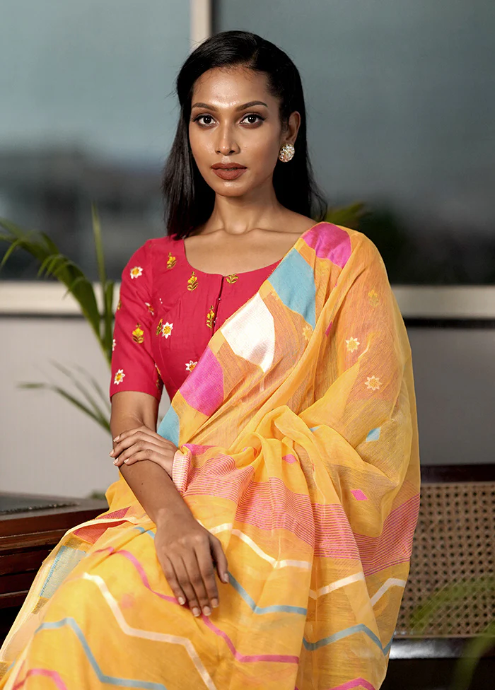 Red Cotton Designer Blouse - Image 3