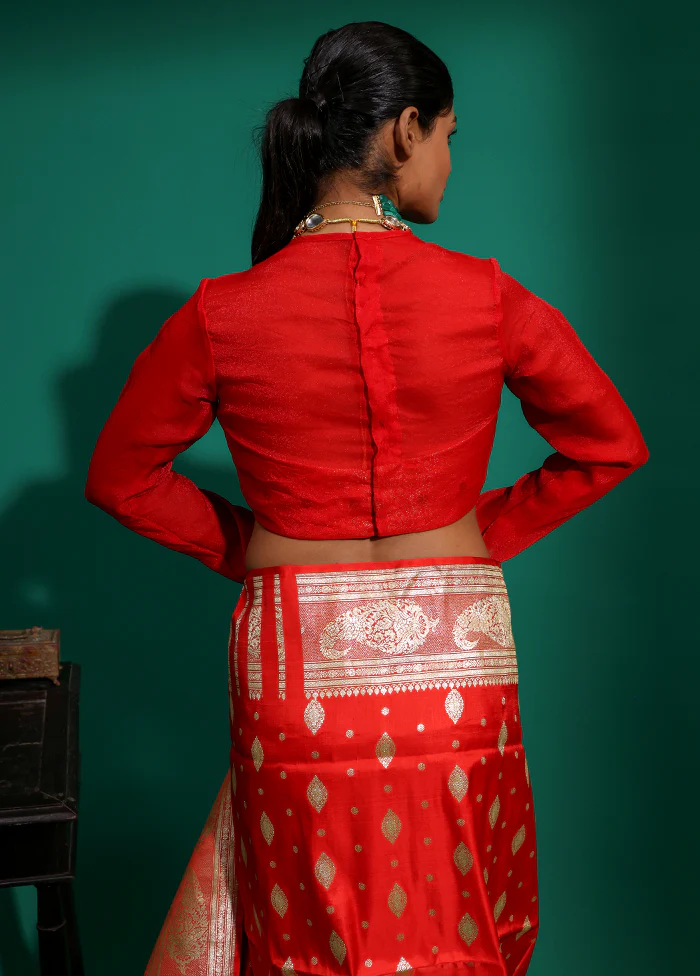 Red Designer Designer Blouse - Image 2