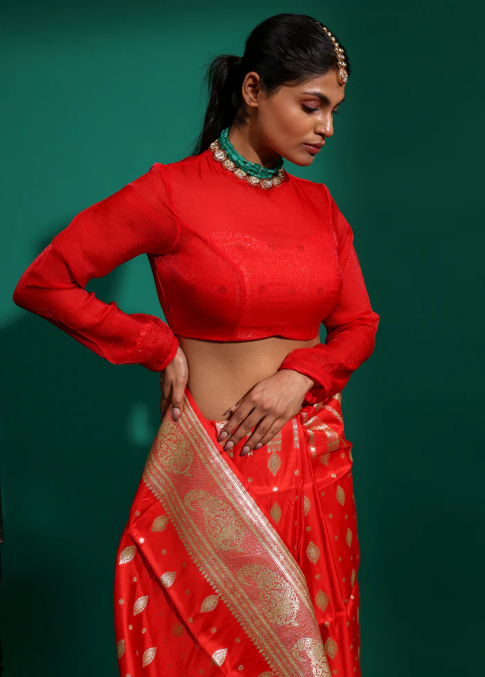 Red Designer Designer Blouse - Image 3