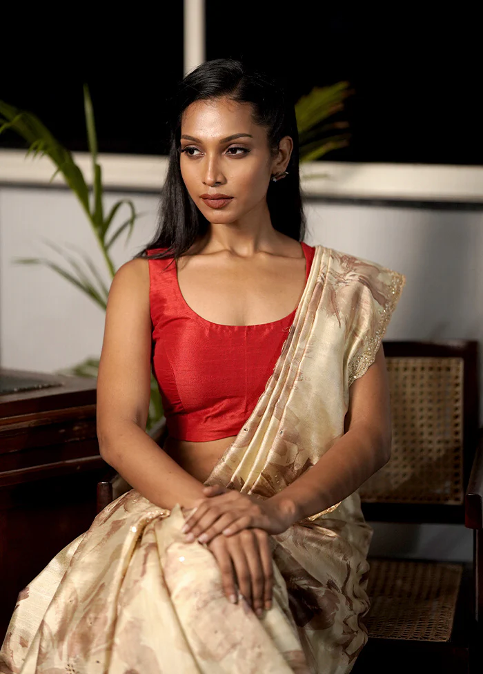 Red Dupion Silk Designer Blouse - Image 3