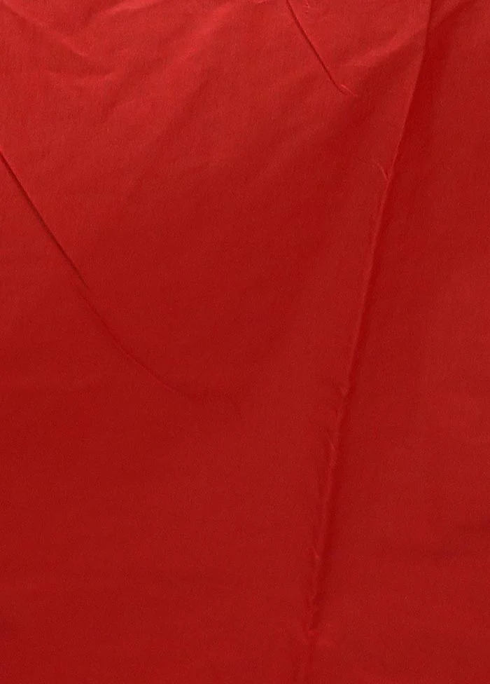Red Dupion Silk Saree With Blouse Piece - Image 5