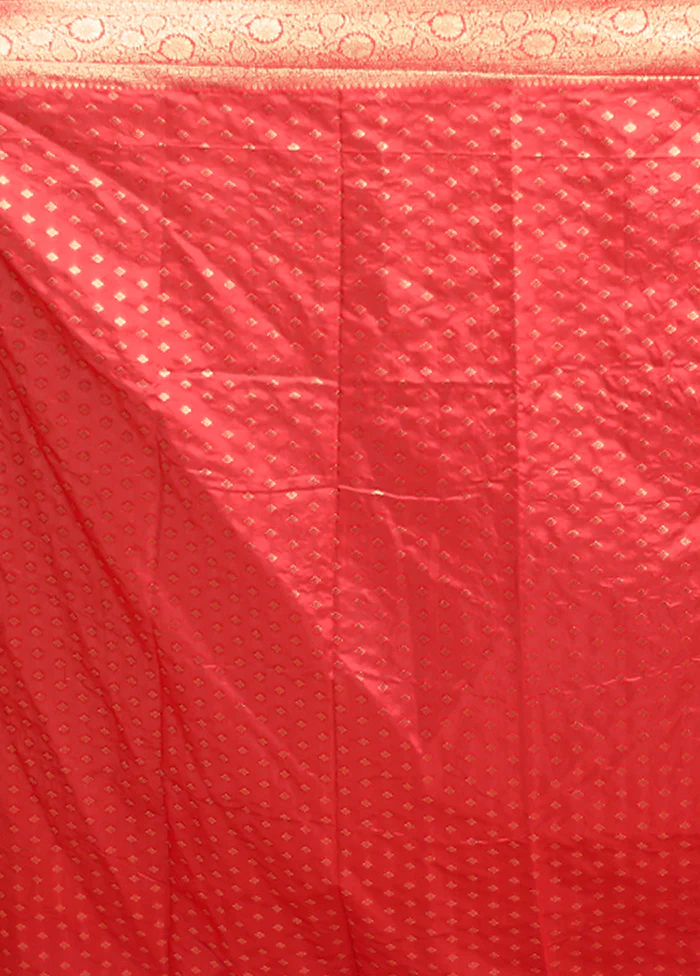Red Dupion Silk Saree With Blouse Piece - Image 5
