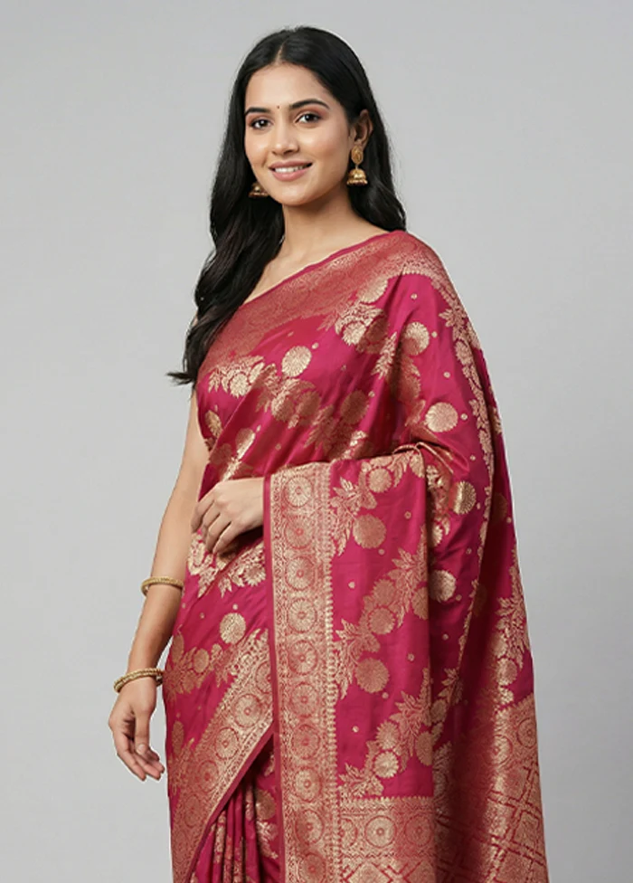 Red Dupion Silk Saree With Blouse Piece - Image 2