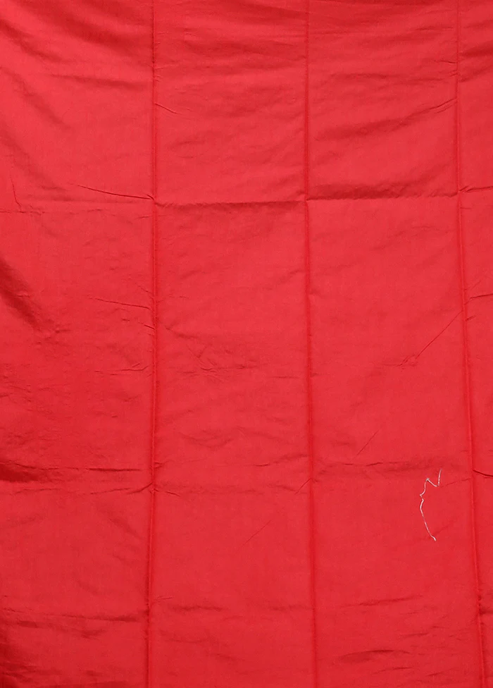 Red Dupion Silk Saree With Blouse Piece - Image 5