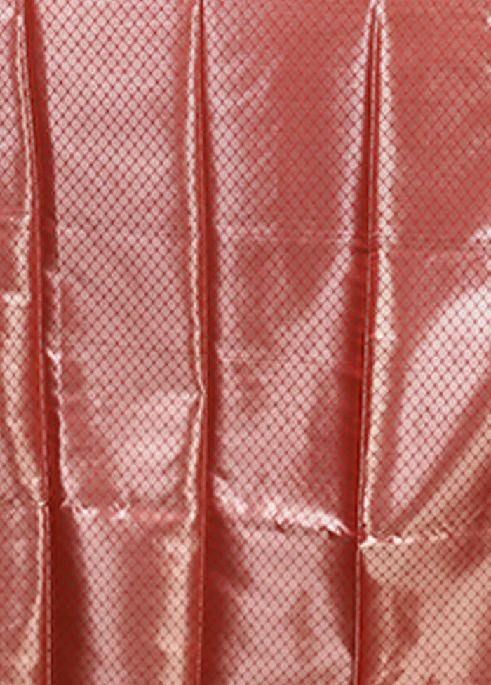 Red Dupion Silk Saree With Blouse Piece - Image 5