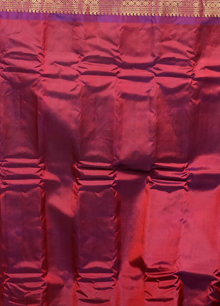 Red Gadwal Pure Silk Saree Without Blouse Piece - Image 5