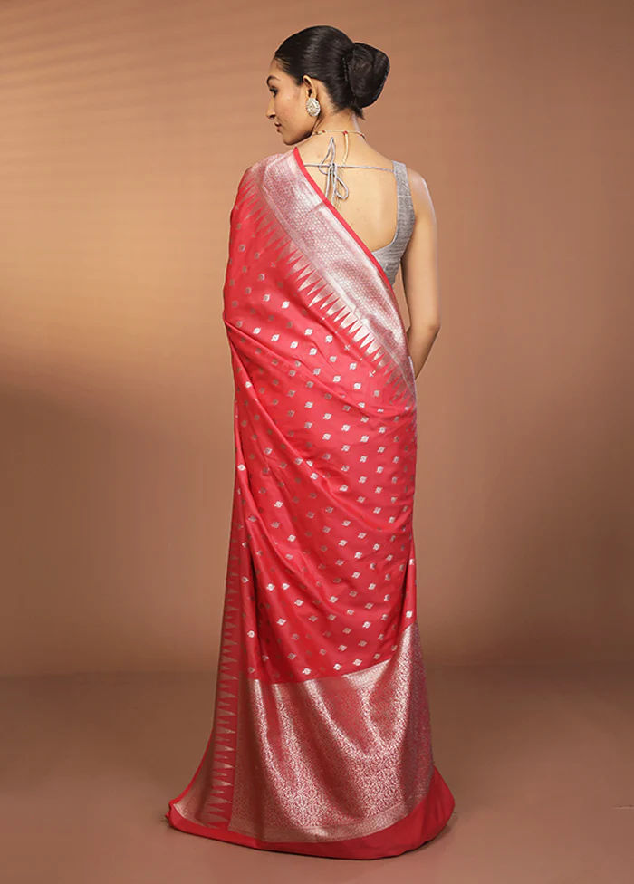 Red Georgette Saree With Blouse Piece - Image 3