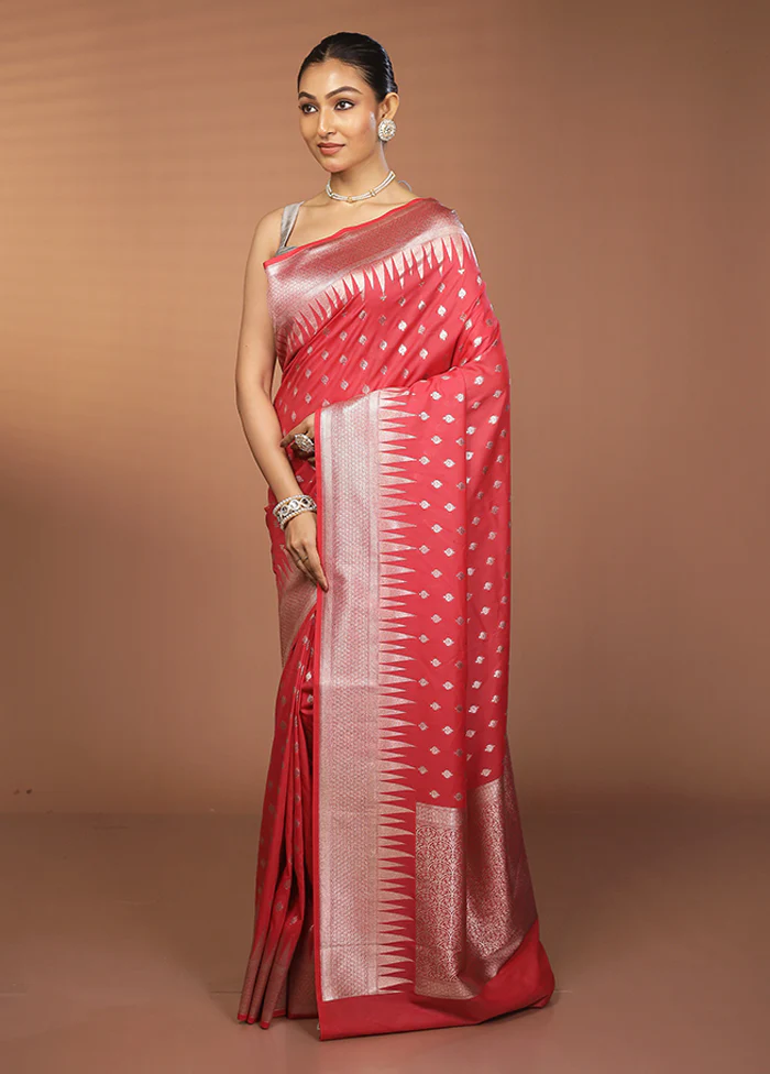 Red Georgette Saree With Blouse Piece - Image 4
