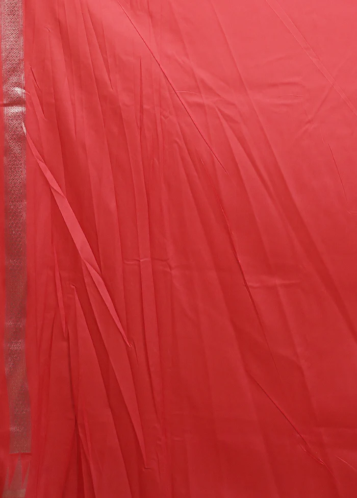 Red Georgette Saree With Blouse Piece - Image 5