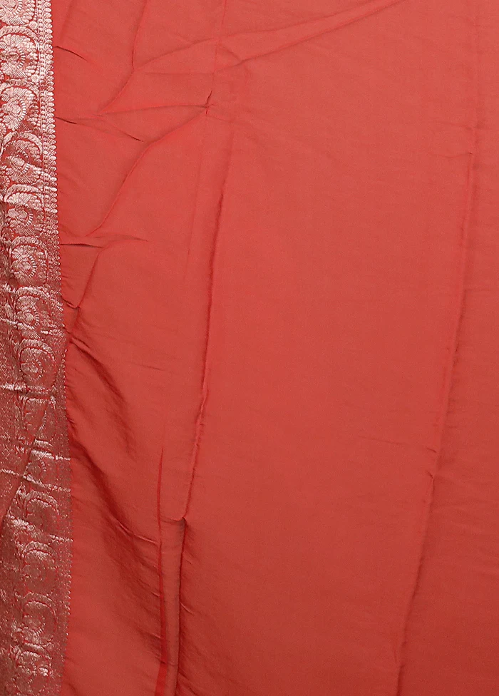 Red Georgette Saree With Blouse Piece - Image 5