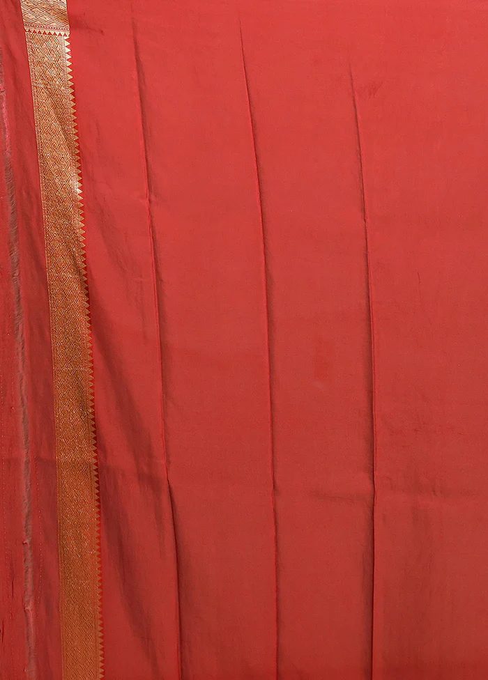 Red Georgette Saree With Blouse Piece - Image 5