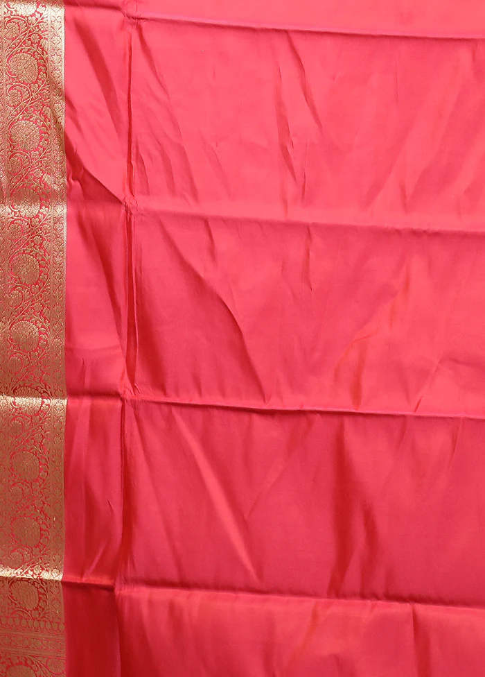 Red Handloom Banarasi Pure Silk Saree With Blouse Piece - Image 5