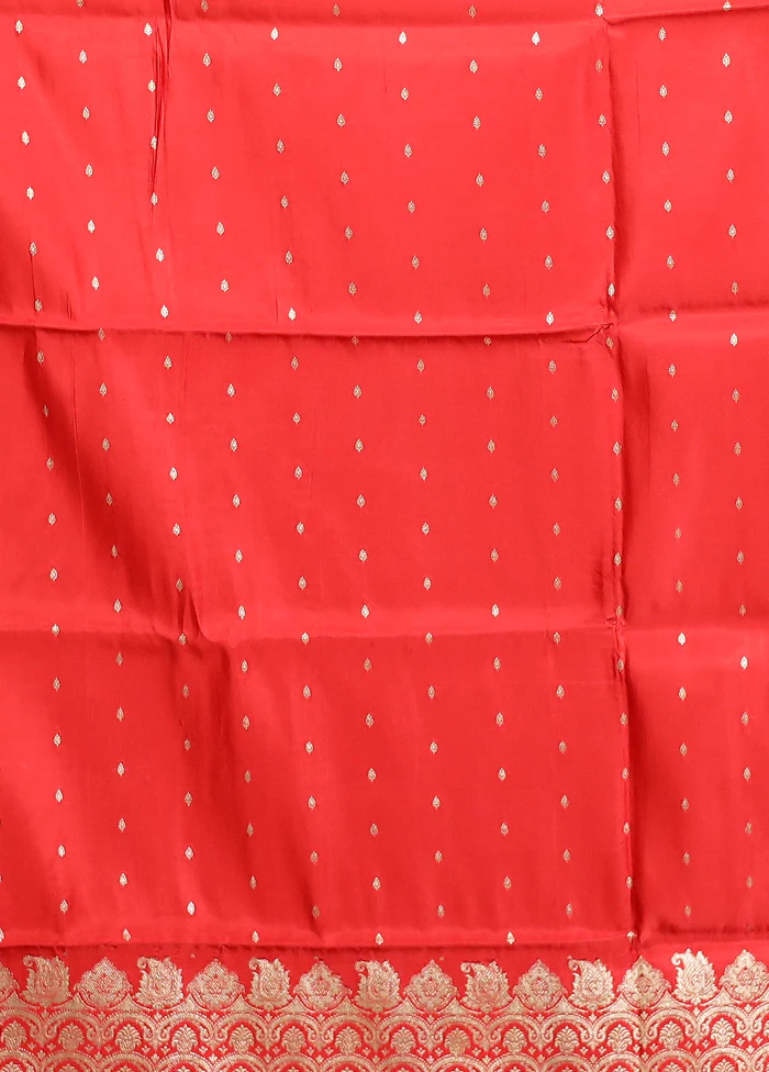 Red Handloom Banarasi Pure Silk Saree With Blouse Piece - Image 5