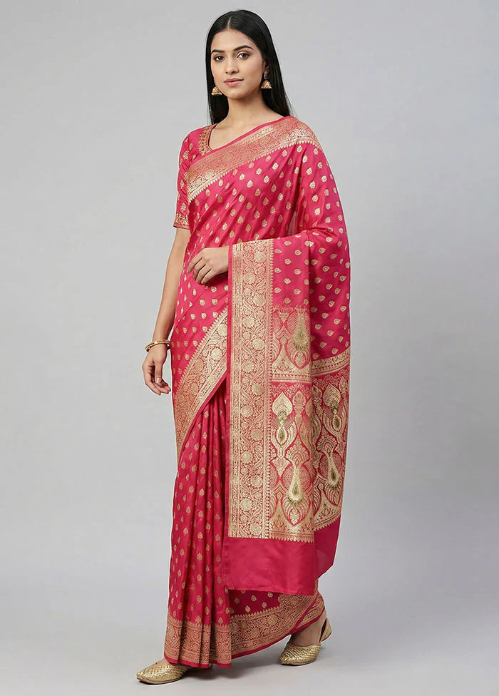 Red Handloom Banarasi Pure Silk Saree With Blouse Piece