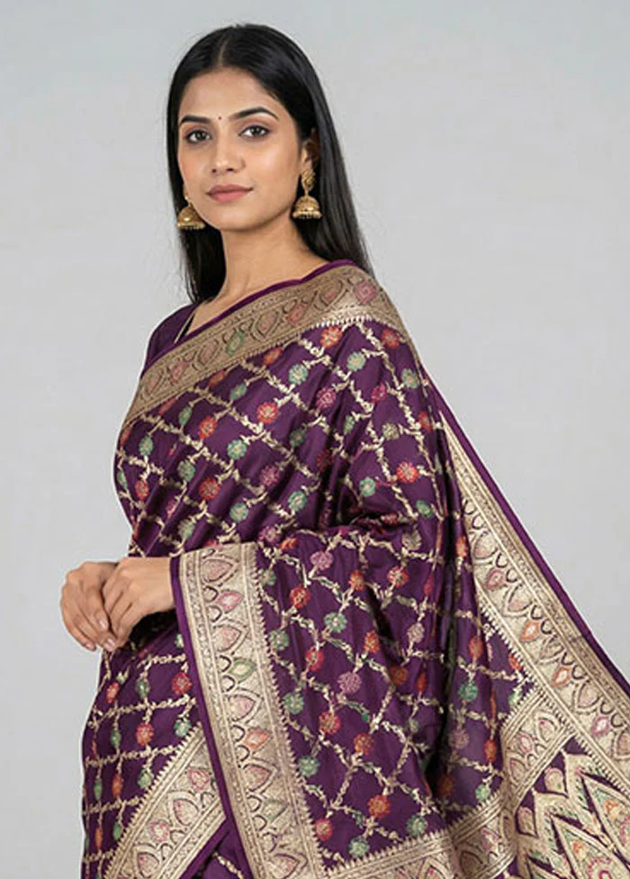 Red Handloom Banarasi Pure Silk Saree With Blouse Piece - Image 2