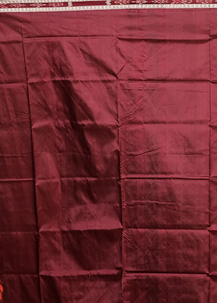Red Handloom Bomkai Pure Silk Saree With Blouse Piece - Image 5