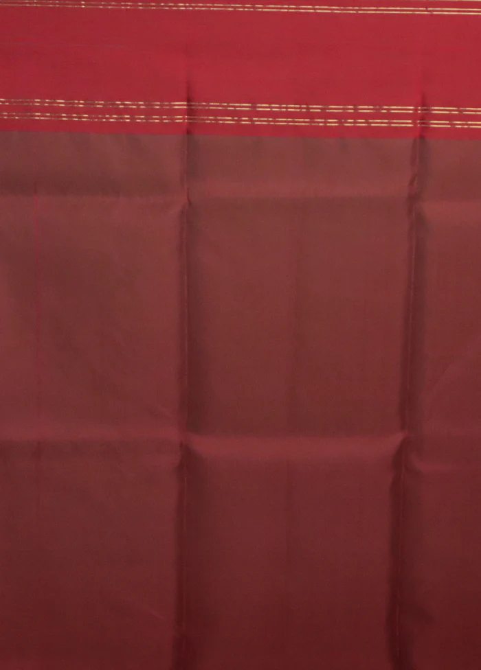 Red Handloom Chanderi Pure Cotton Saree With Blouse Piece - Image 5
