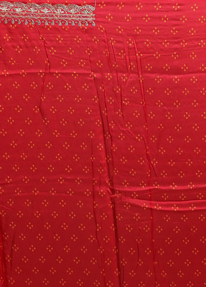 Red Handloom Chiffon Pure Silk Saree With Blouse Piece - Image 5