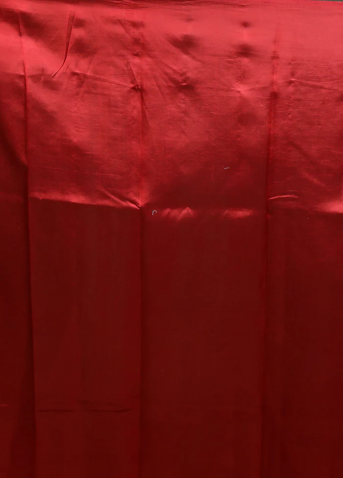 Red Handloom Dupion Pure Silk Saree With Blouse Piece - Image 5