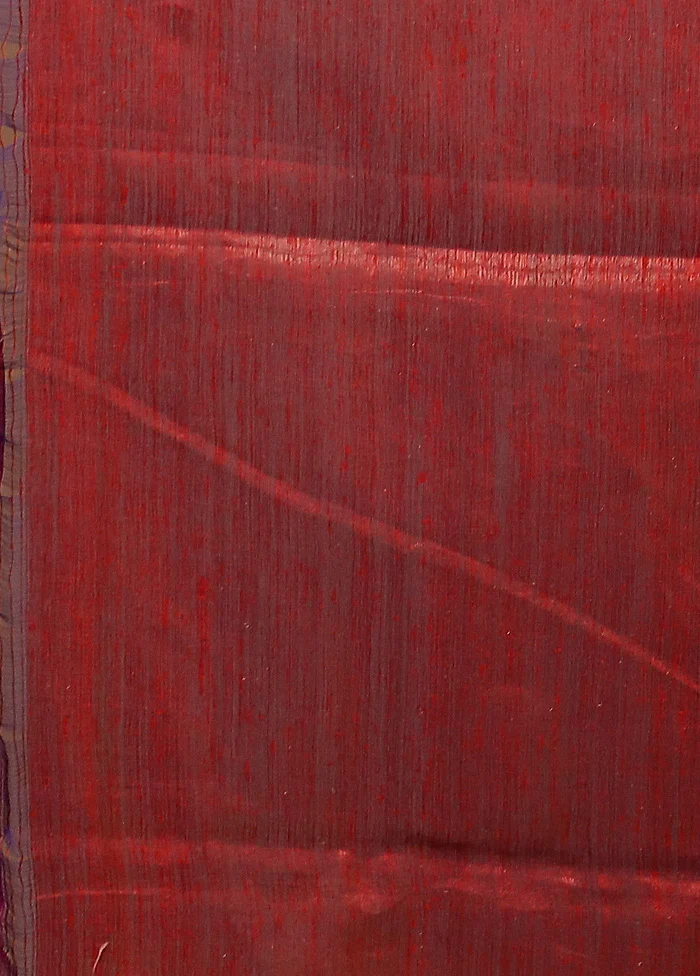 Red Handloom Matka Pure Silk Saree With Blouse Piece - Image 5