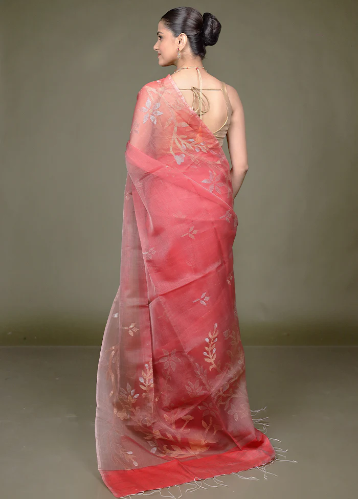 Red Handloom Matka Pure Silk Saree With Blouse Piece - Image 3