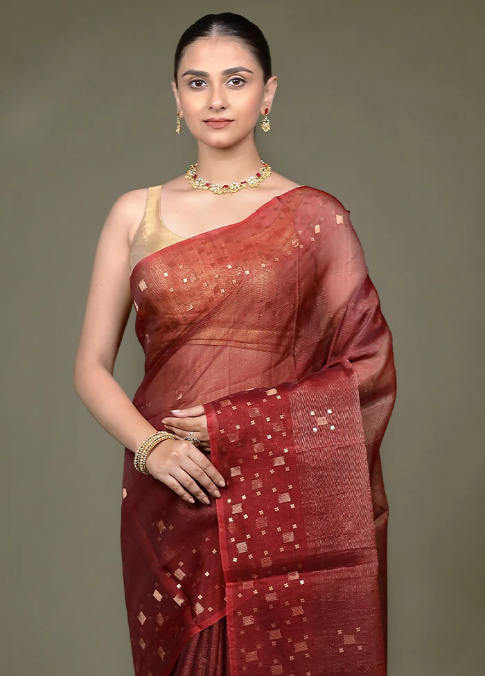 Red Handloom Matka Pure Silk Saree With Blouse Piece