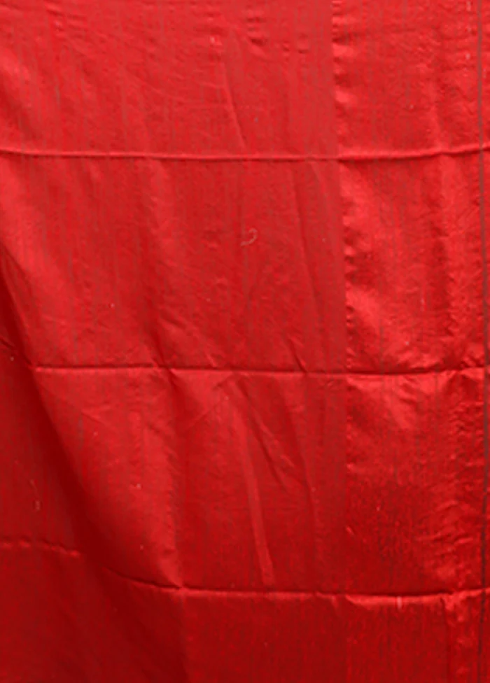 Red Handloom Matka Pure Silk Saree With Blouse Piece - Image 5