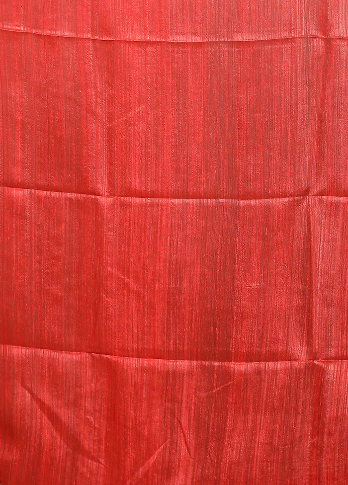 Red Handloom Matka Pure Silk Saree With Blouse Piece - Image 5