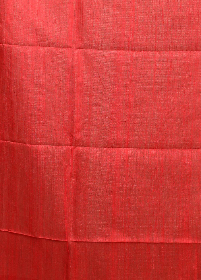 Red Handloom Matka Pure Silk Saree With Blouse Piece - Image 5