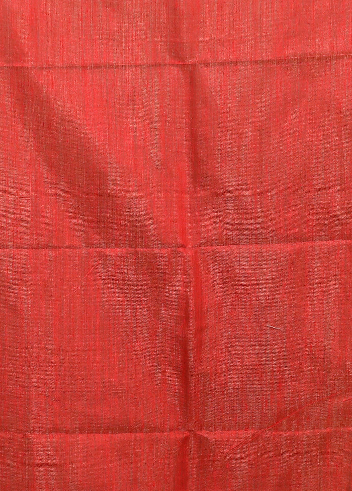 Red Handloom Matka Pure Silk Saree With Blouse Piece - Image 5