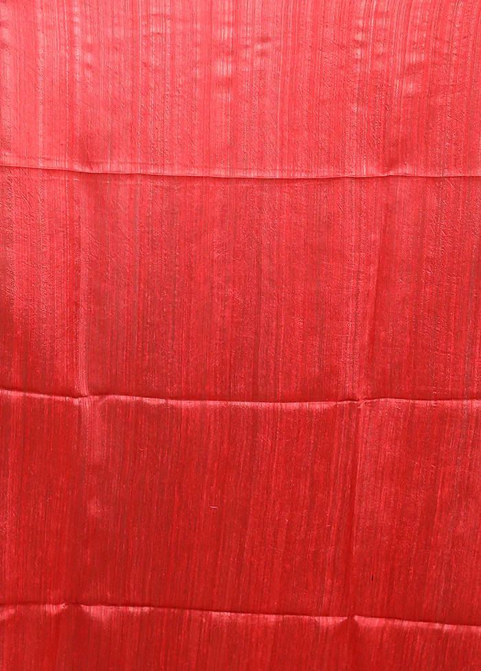 Red Handloom Matka Pure Silk Saree With Blouse Piece - Image 5