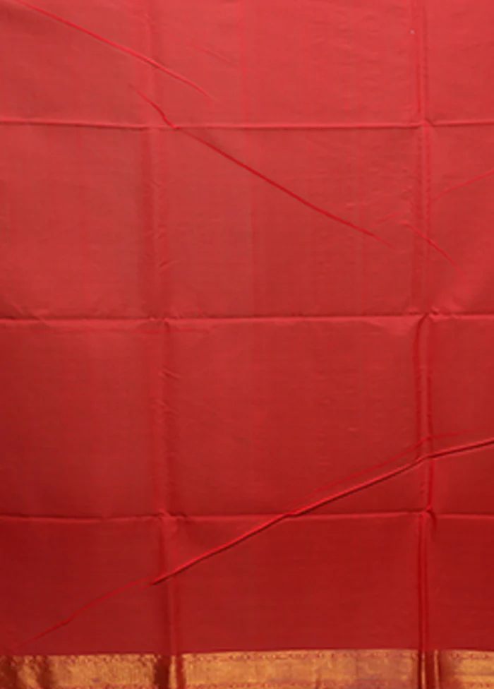 Red Handloom Matka Pure Silk Saree With Blouse Piece - Image 5