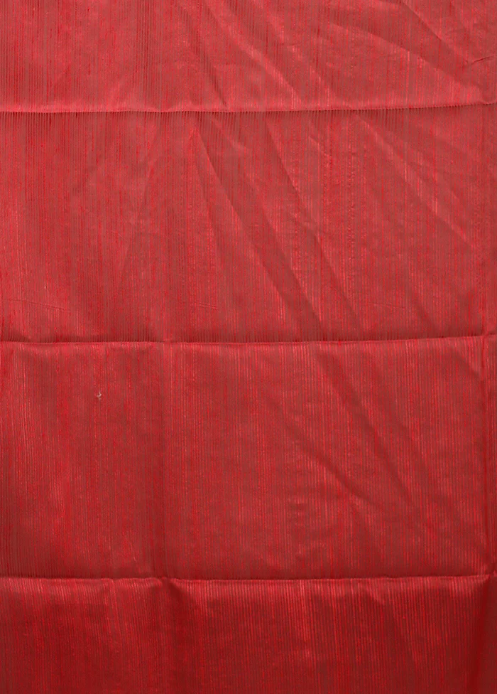 Red Handloom Matka Pure Silk Saree With Blouse Piece - Image 5