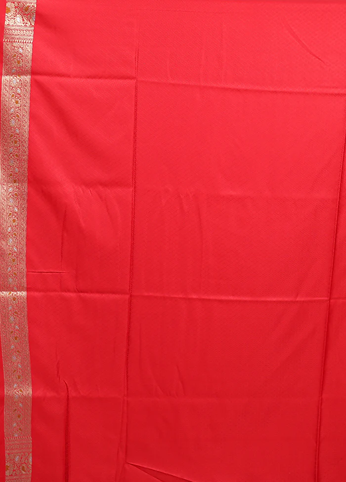 Red Handloom Tanchoi Pure Silk Saree With Blouse Piece - Image 5