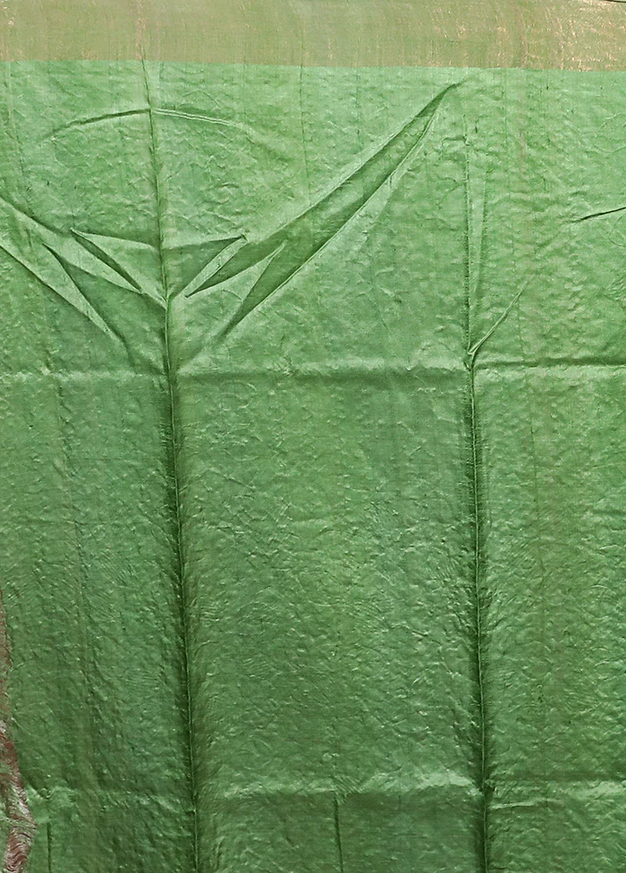 Red Handloom Tussar Pure Silk Saree With Blouse Piece - Image 5