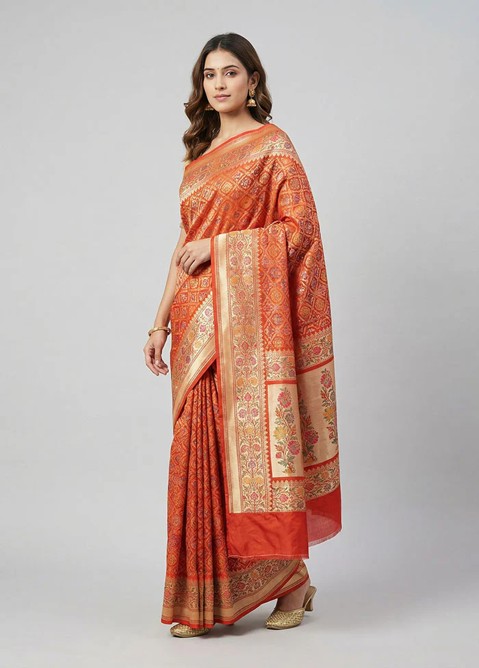 Red Handloom Uppada Pure Silk Saree With Blouse Piece