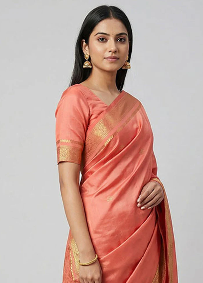 Red Kanjivaram Silk Saree With Blouse Piece - Image 2