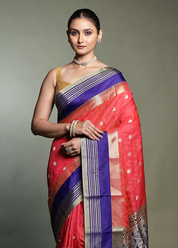 Red Kanjivaram Silk Saree With Blouse Piece