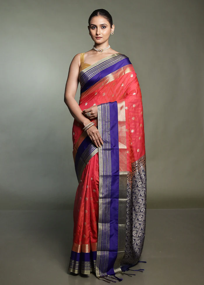 Red Kanjivaram Silk Saree With Blouse Piece - Image 2