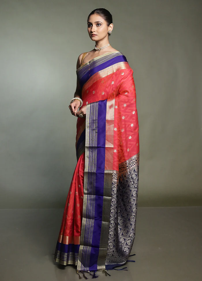 Red Kanjivaram Silk Saree With Blouse Piece - Image 4