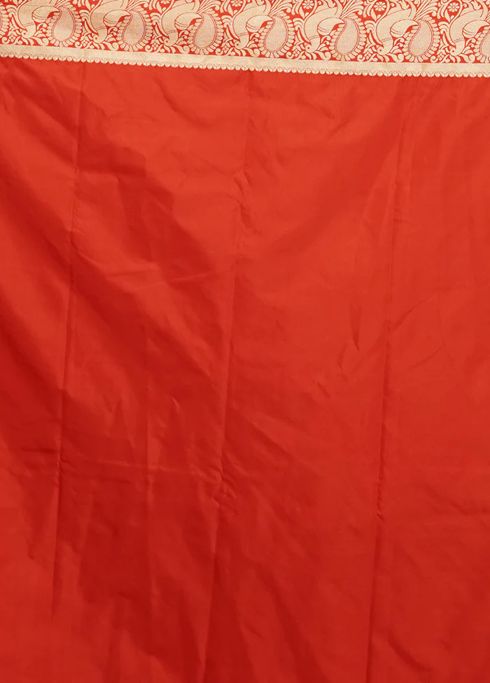 Red Kanjivaram Silk Saree With Blouse Piece - Image 5
