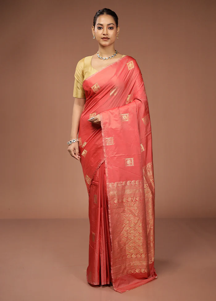 Red Kanjivaram Silk Saree With Blouse Piece - Image 2