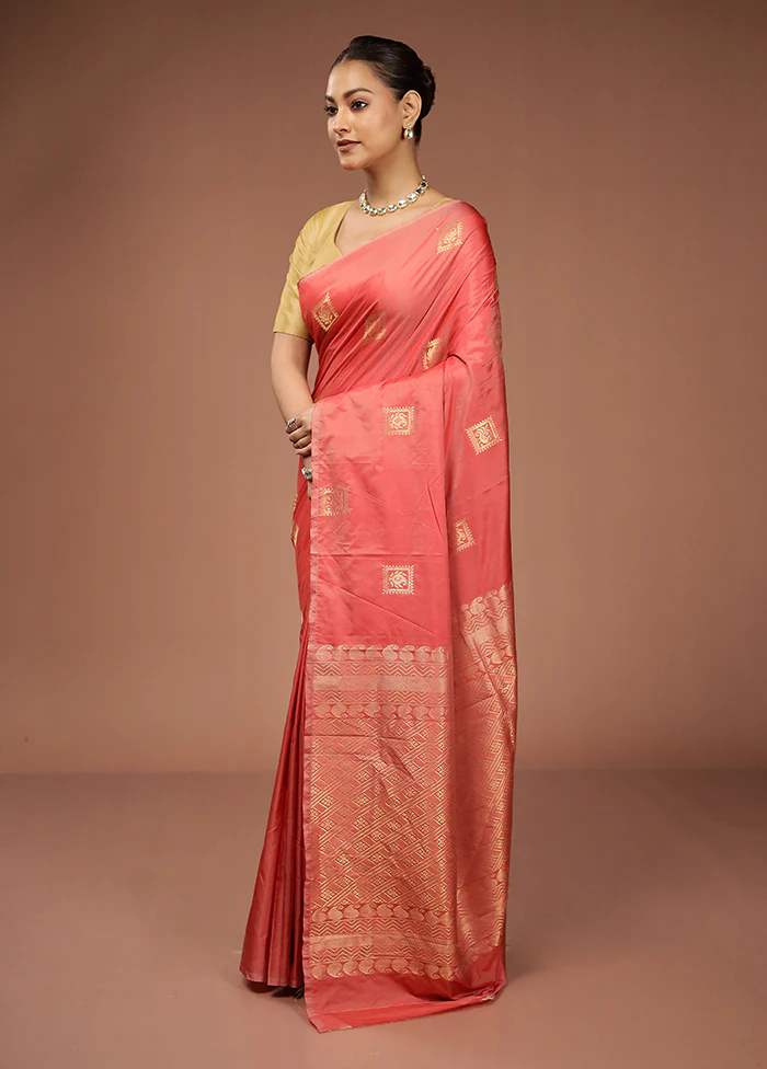 Red Kanjivaram Silk Saree With Blouse Piece - Image 4