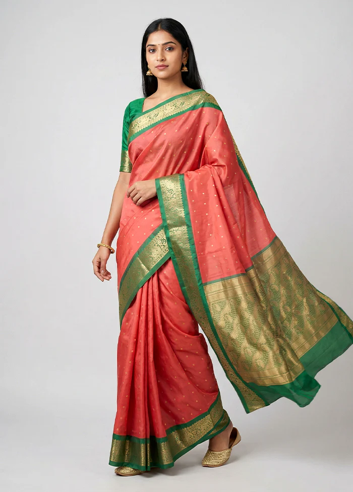 Red Kanjivaram Silk Saree With Blouse Piece